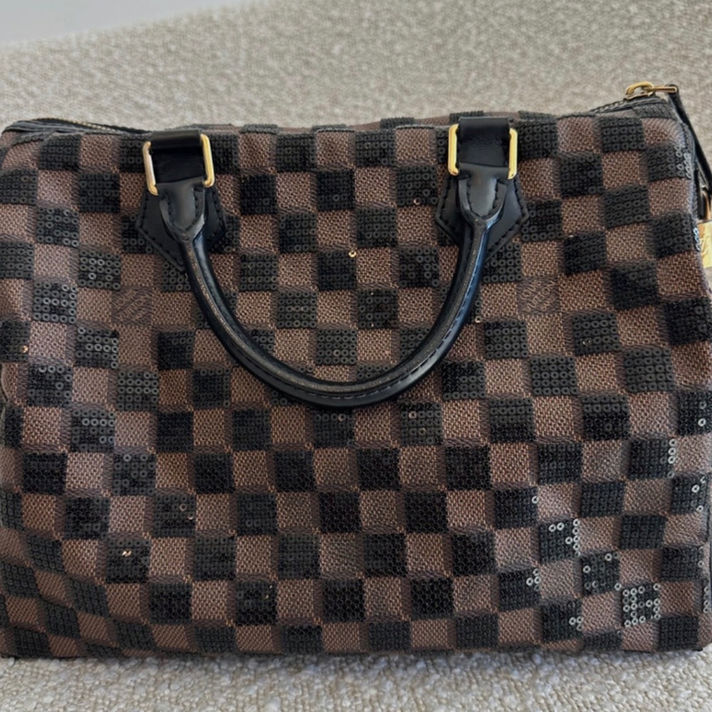 Authentic Louis Vuitton Speedy 30 Sequin Paillettes Brown Bag